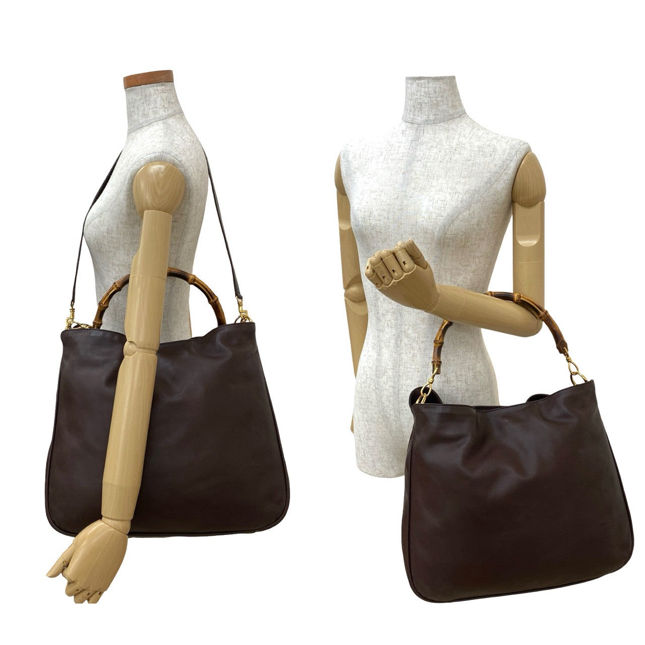 Gucci Bamboo Leather Brown Shoulder Bag 823A823