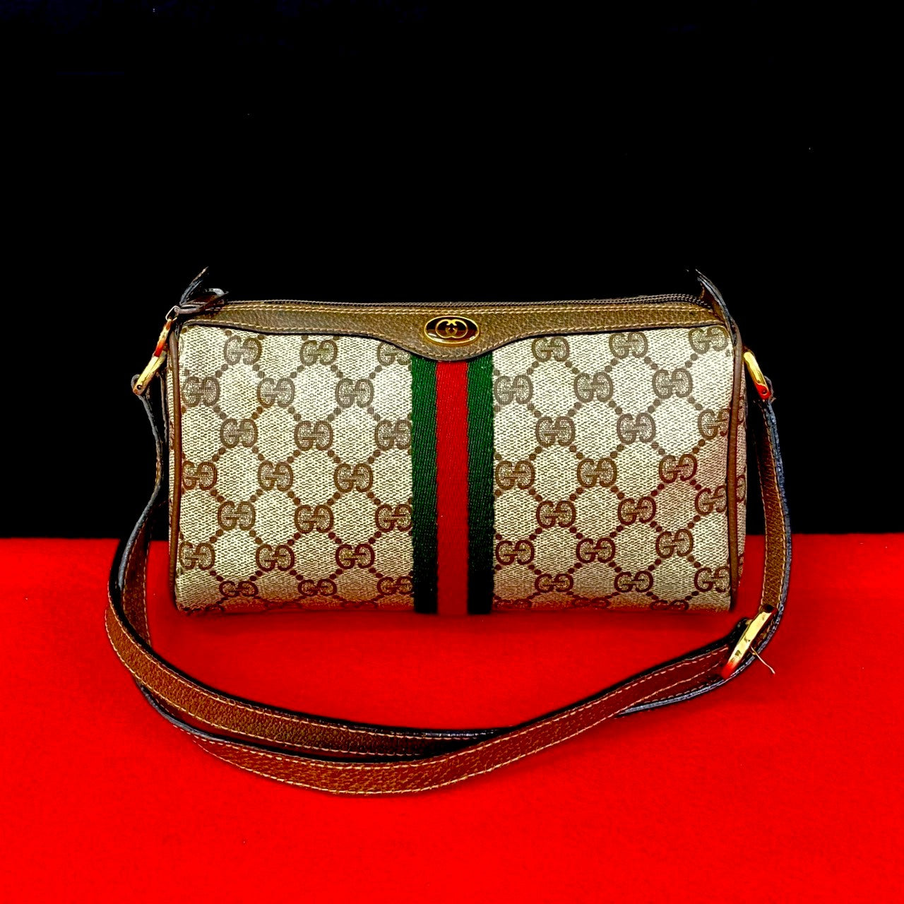 Gucci Sherry line Leather Brown Shoulder Bag 824A824