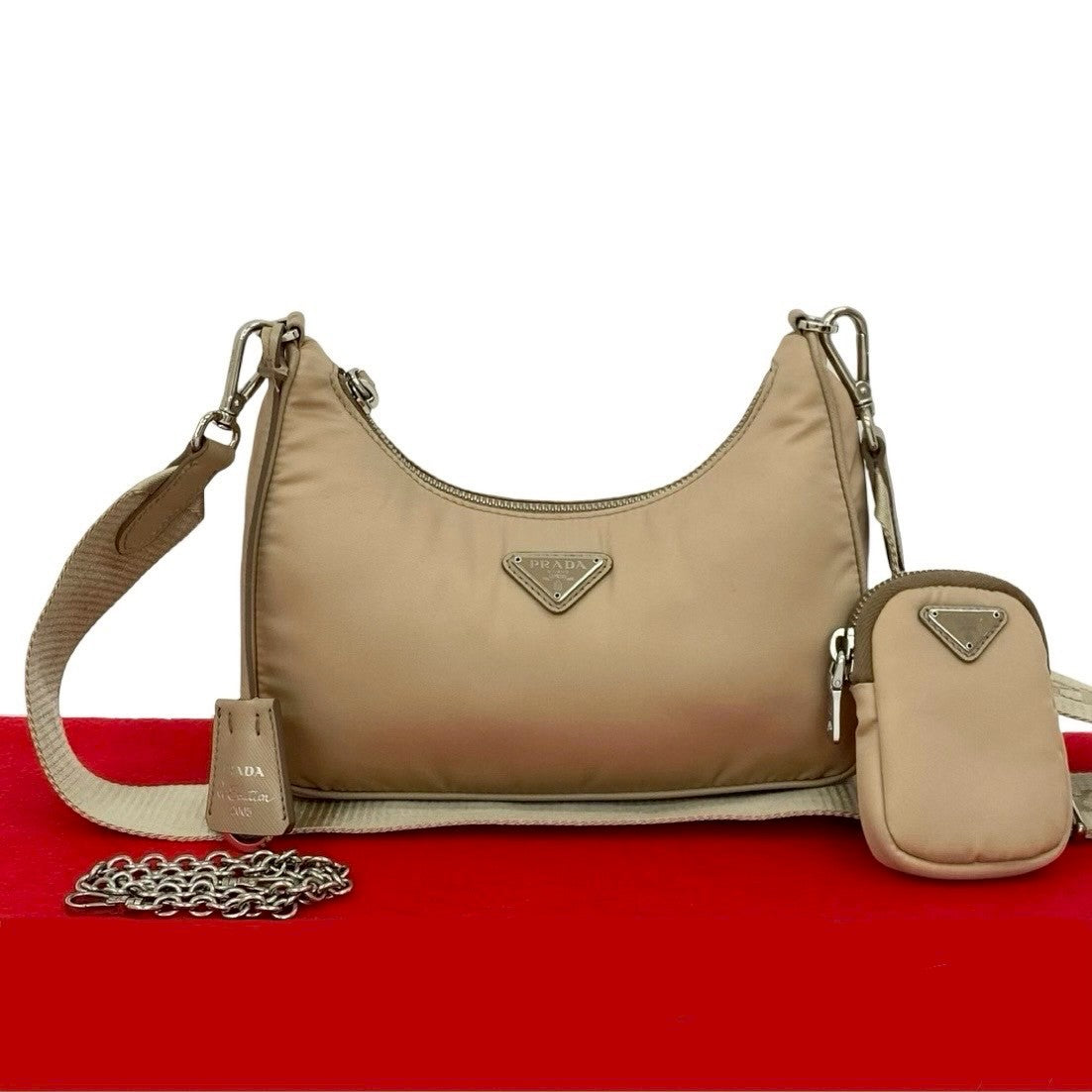 Shoulder Bag Re Edition Nylon Beige