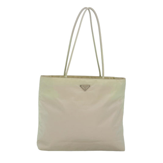 Prada Tote Bag Auth Nylon White White Auth 82568
