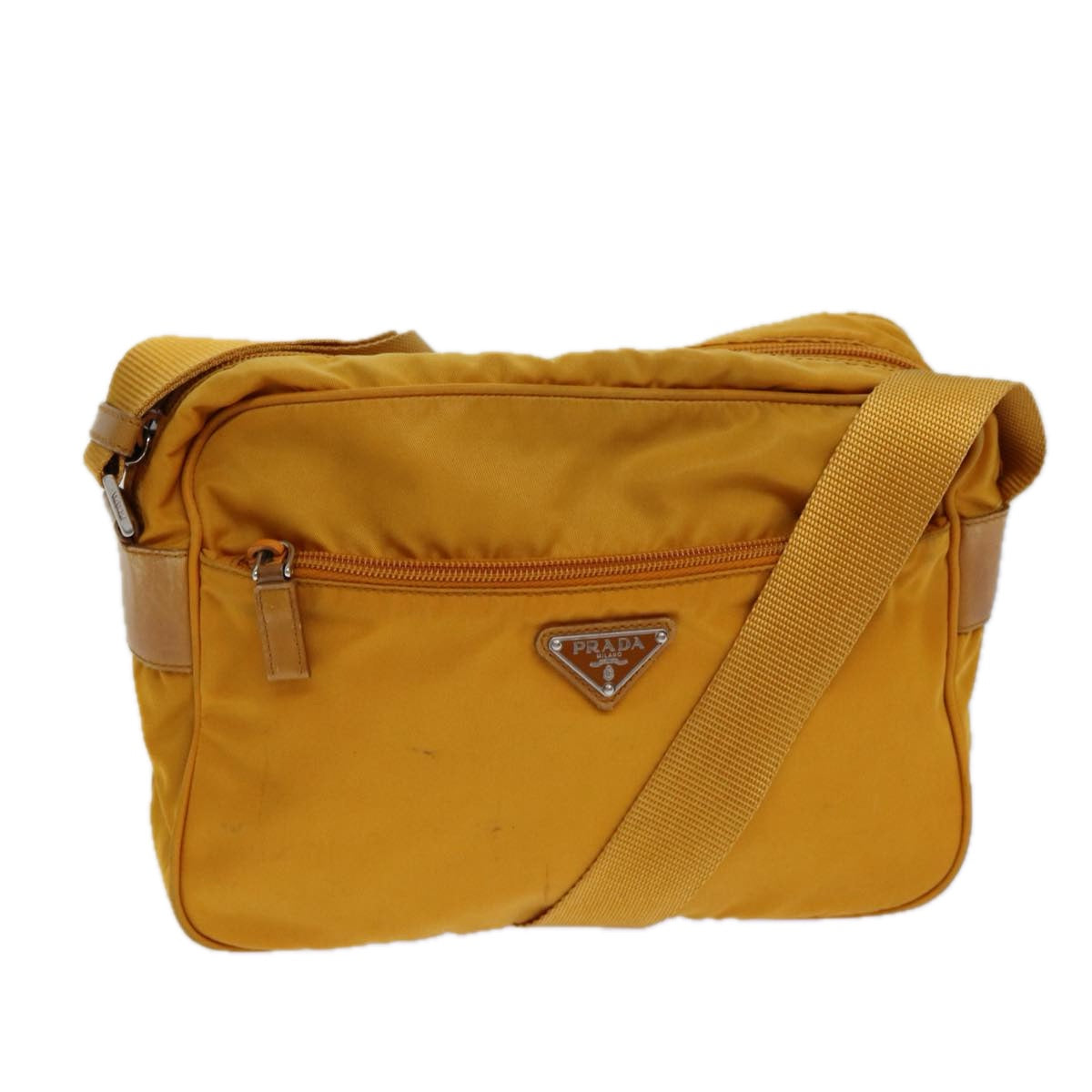 Prada Shoulder Bag Auth Nylon Orange Orange Auth 82569
