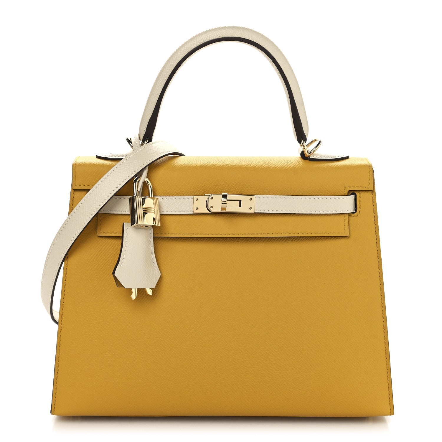 Hermes Epsom Bi Color Horseshoe Kelly Sellier Jaune Ambre Shoes