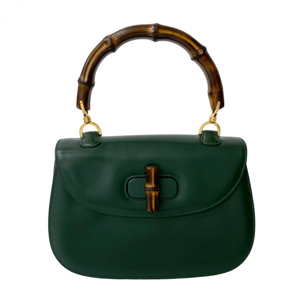 Gucci Bamboo Leather Green Handbag
