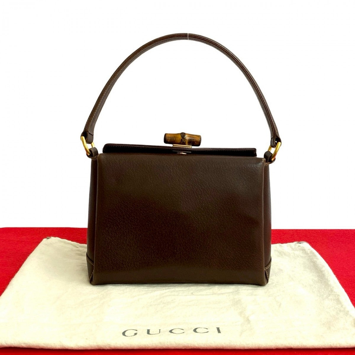 Gucci Bamboo Leather Brown Handbag 825B825