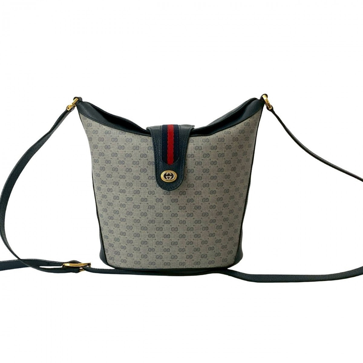 Gucci Sherry line Leather Navy Shoulder Bag 825B825