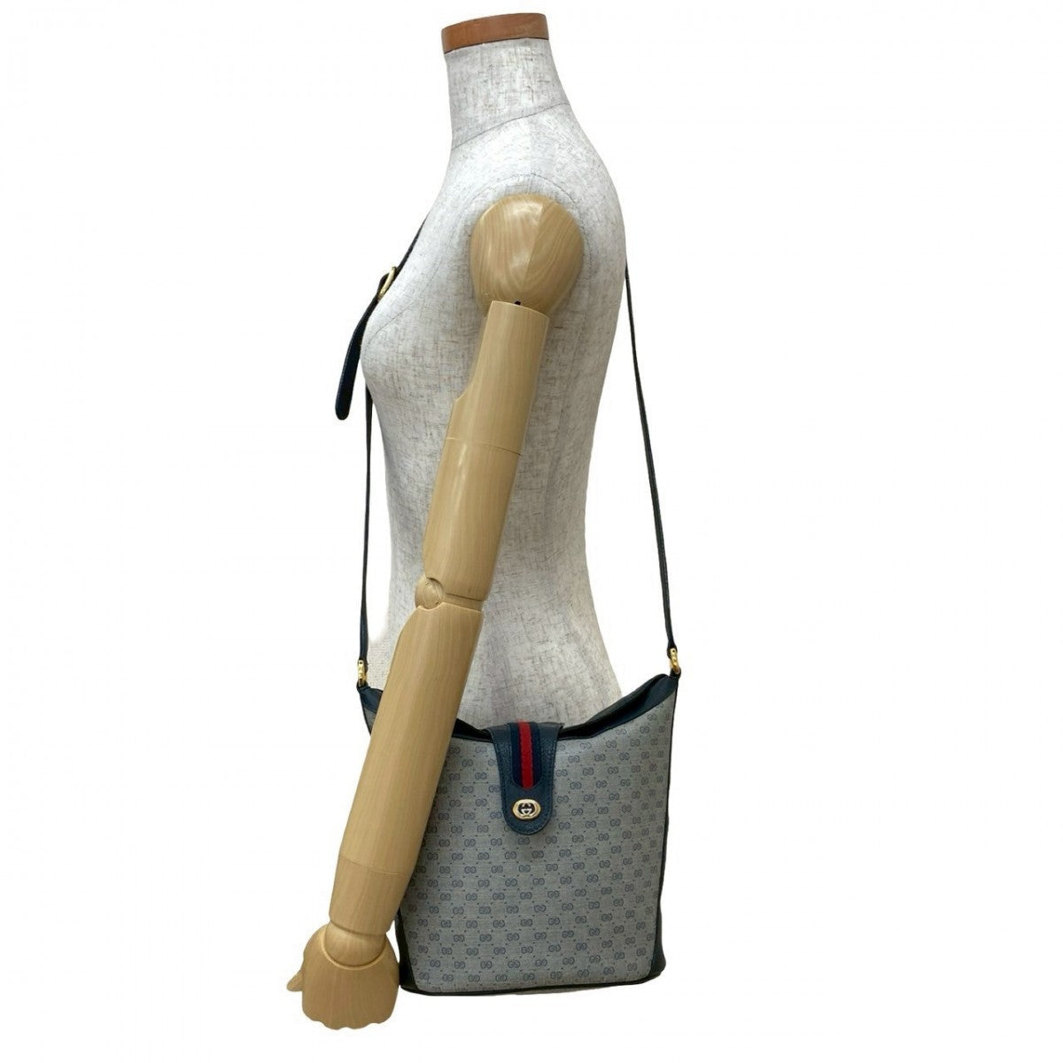 Gucci Sherry line Leather Navy Shoulder Bag 825B825