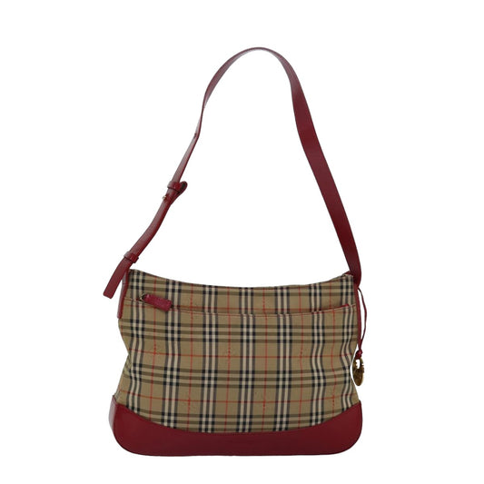 Burberry Luxury ss Nova Check Shoulder Bag Auth Canvas Beige Red