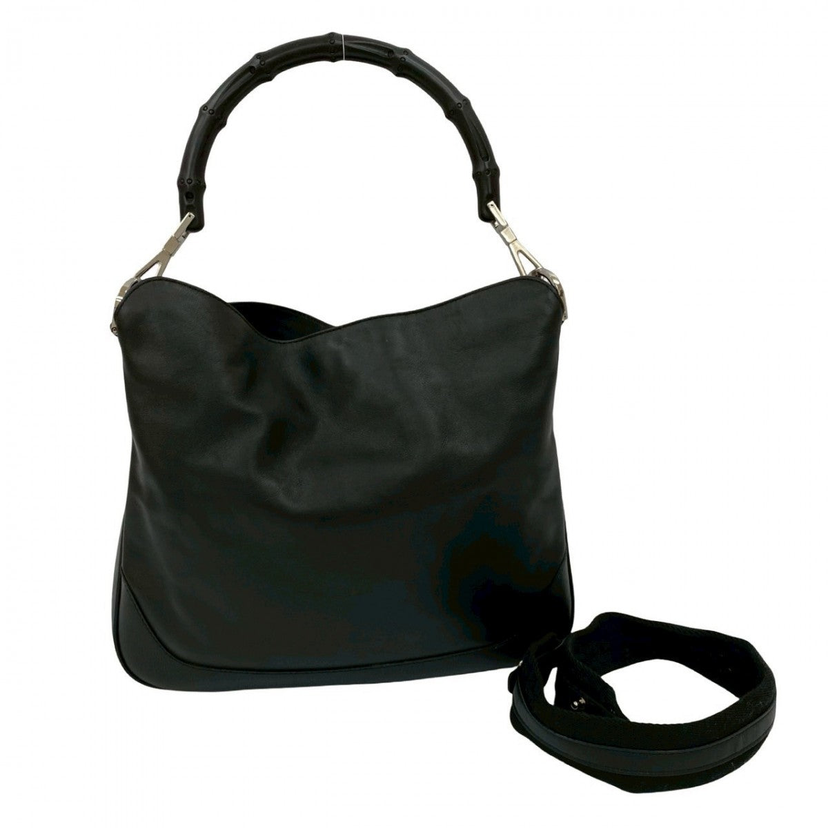 Gucci Bamboo Leather Black Shoulder Bag 826B826