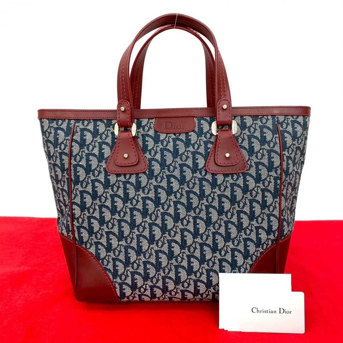 Dior Handbag Wine Canvas Red Travel Bag