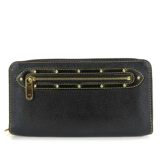 Louis Vuitton Long Purse M93029 Suhari Zippy Leather Black Wallet Case