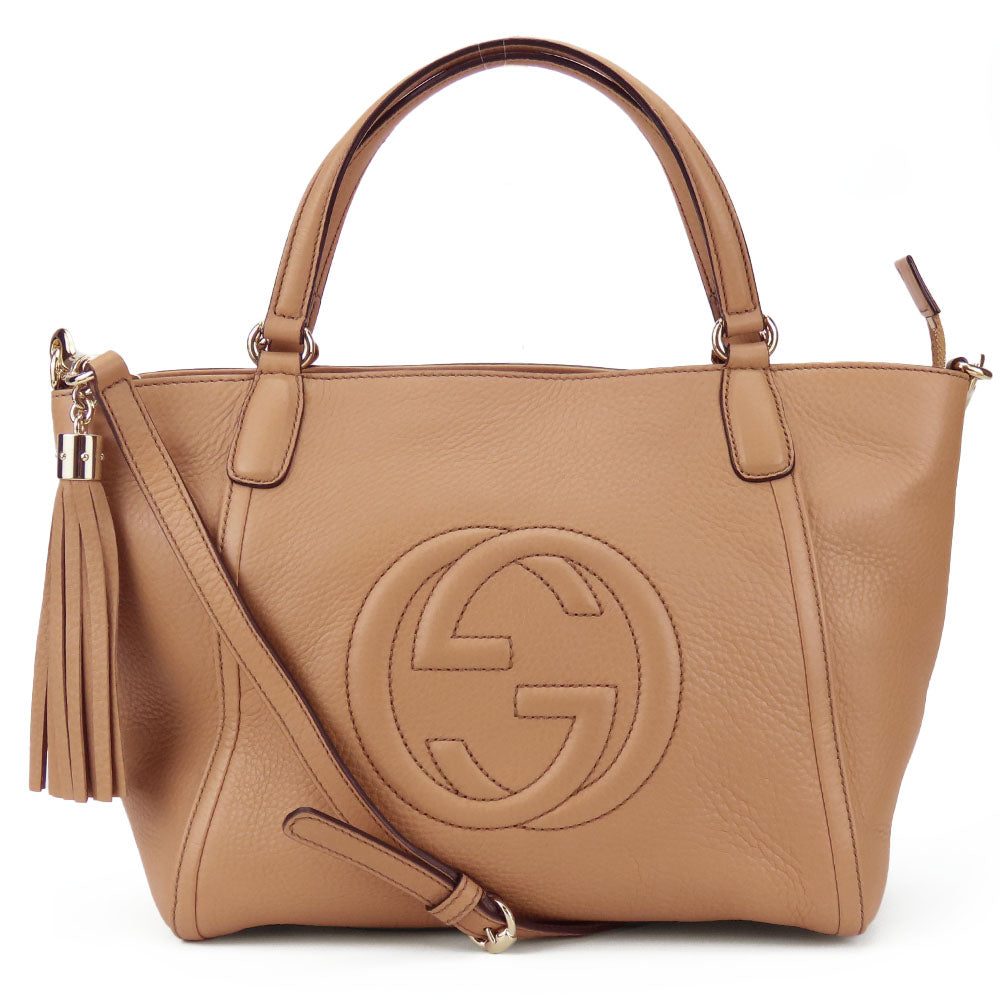 Gucci Interlocking Soho Leather Beige Travel Bag