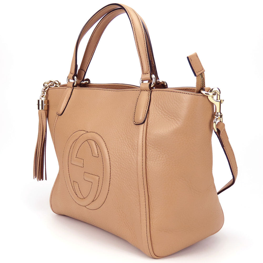 Gucci Interlocking Soho Leather Beige Travel Bag