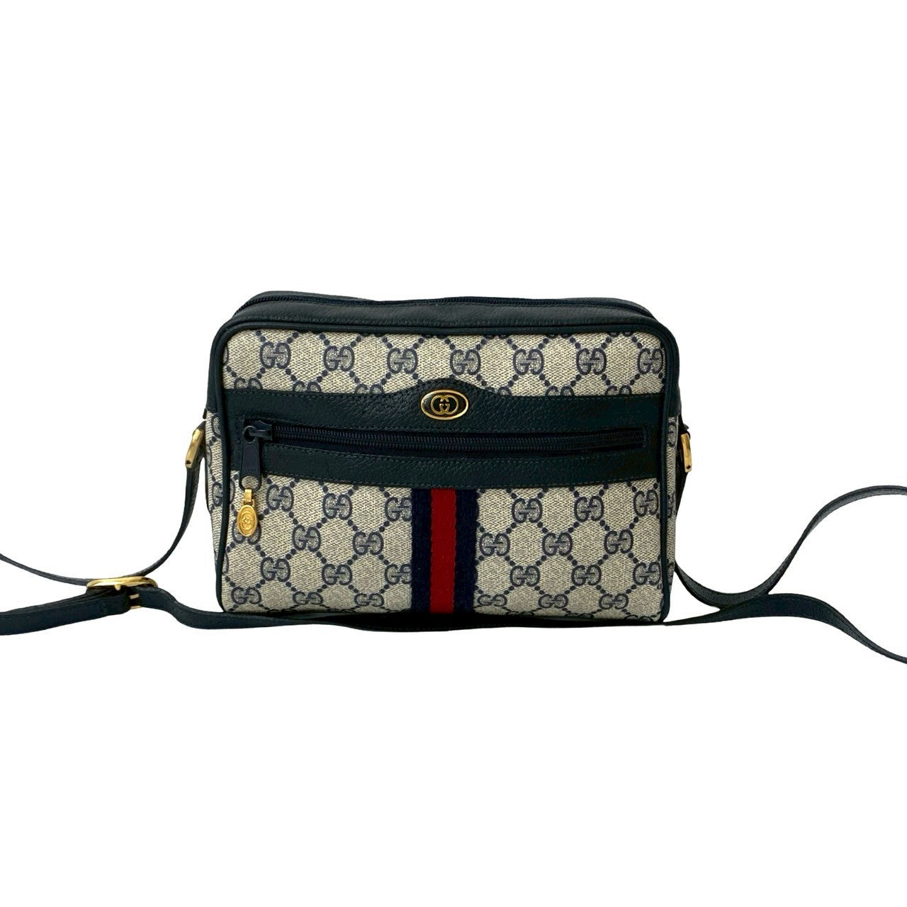 Gucci Sherry line Leather Navy Shoulder Bag 827B827