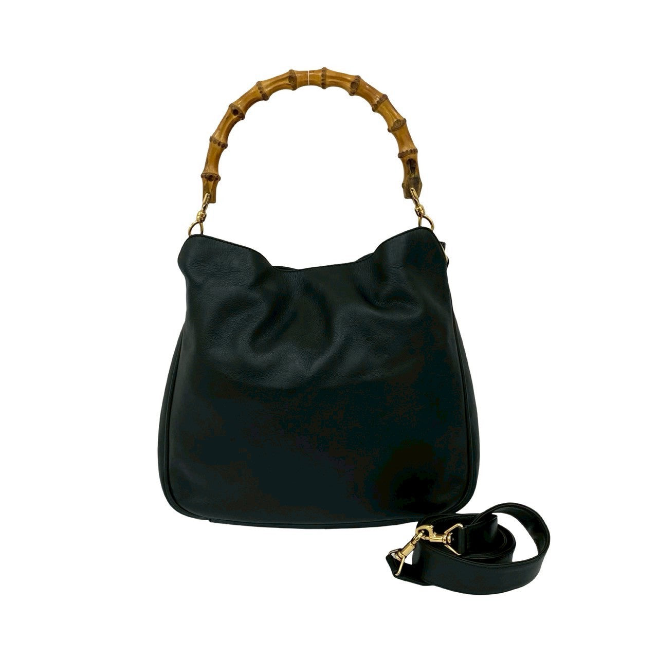 Gucci Bamboo Leather Black Shoulder Bag 827B827
