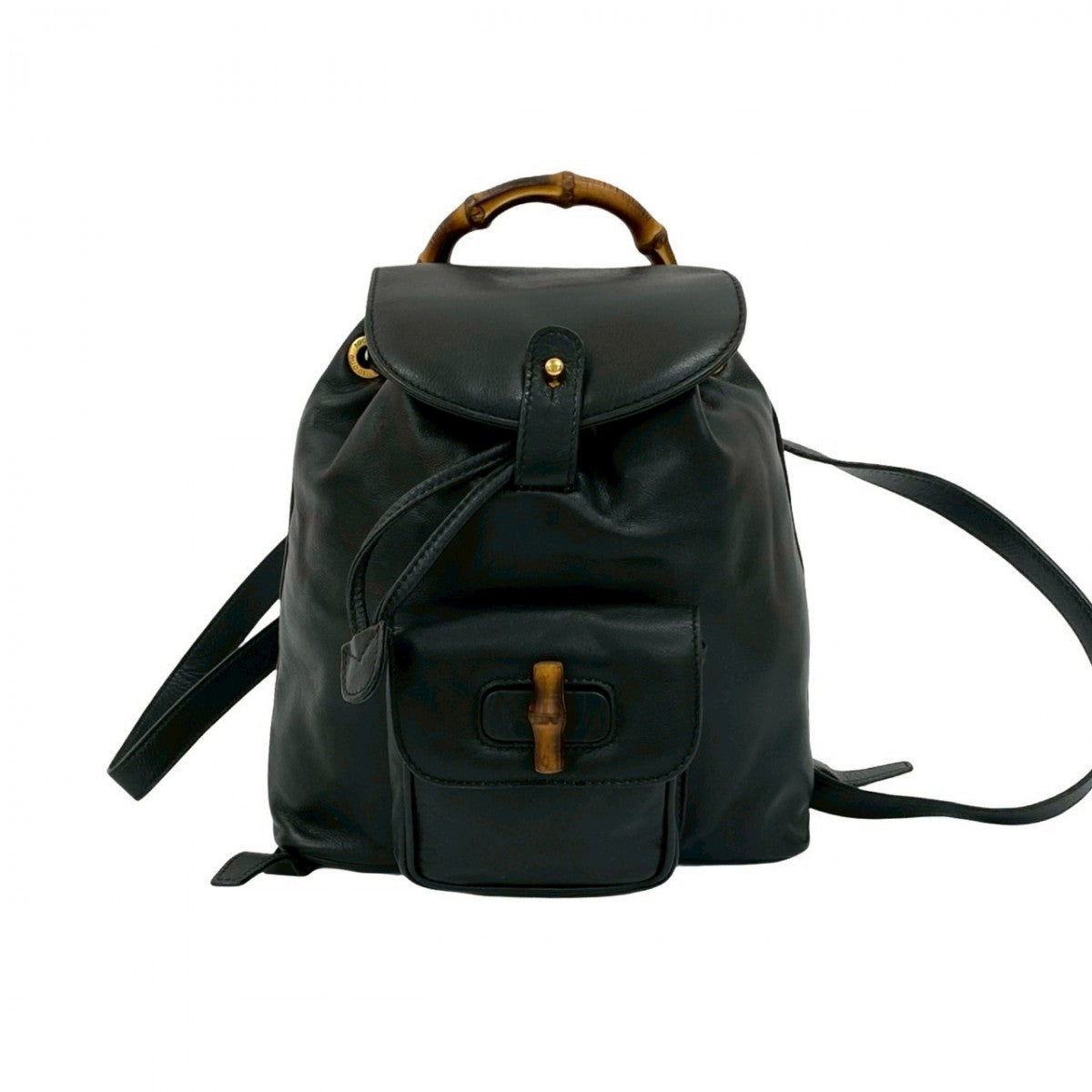 Gucci Backpack Bamboo Leather Black