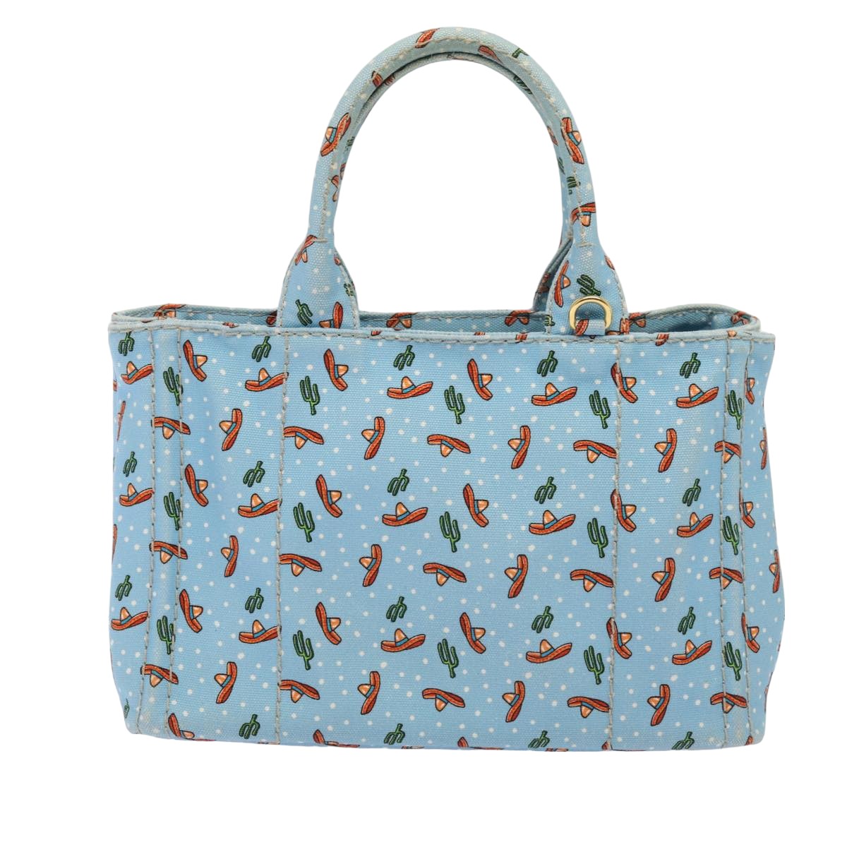 Prada Canapa Pm Hand Bag 2Way Auth Canvas Blue Travel Bag