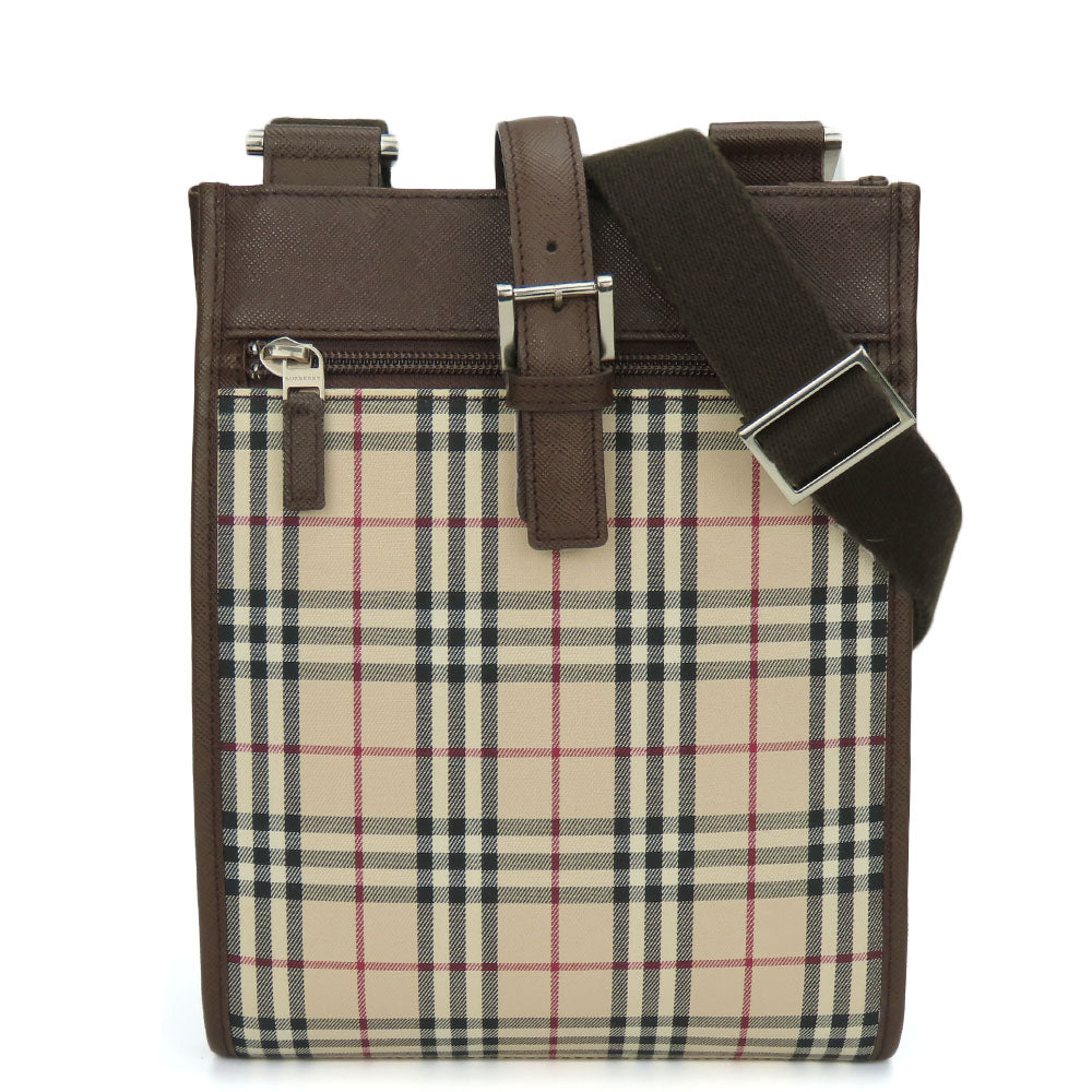 Burberry Shoulder Bag Women Leather Canvas Beige