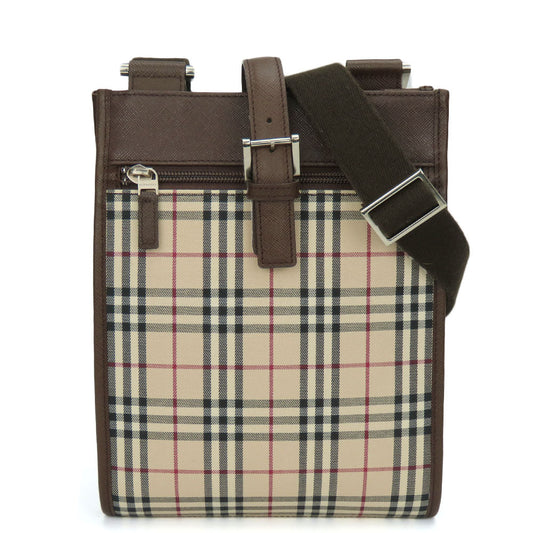 Burberry Shoulder Bag Women Leather Canvas Beige