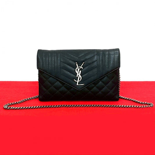 YSL Saint Laurent Yves Shoulder Bag Leather Black 828B826 43502