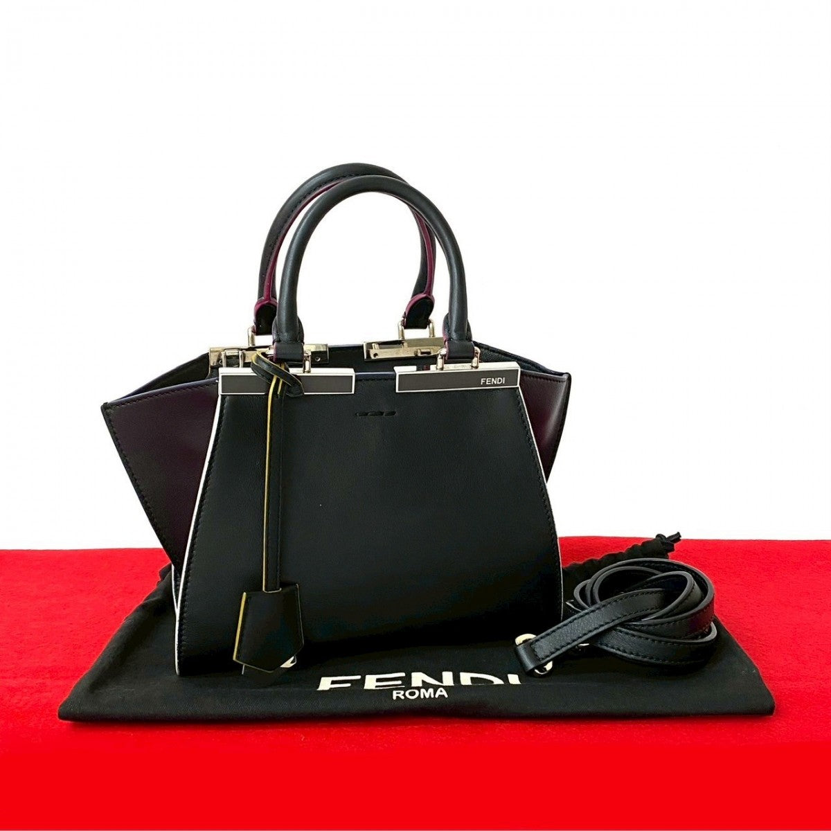 Fendi Shoulder Bag Petite Troisur Leather Black