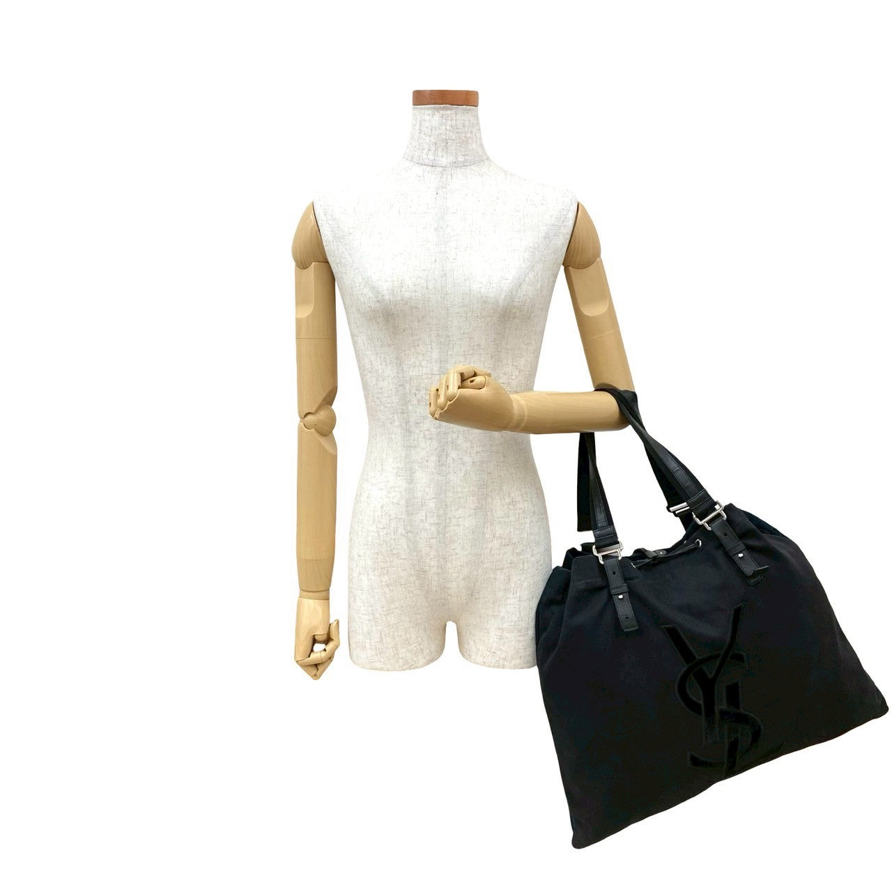 YSL Saint Laurent Yves Tote Bag Kahala Canvas Black