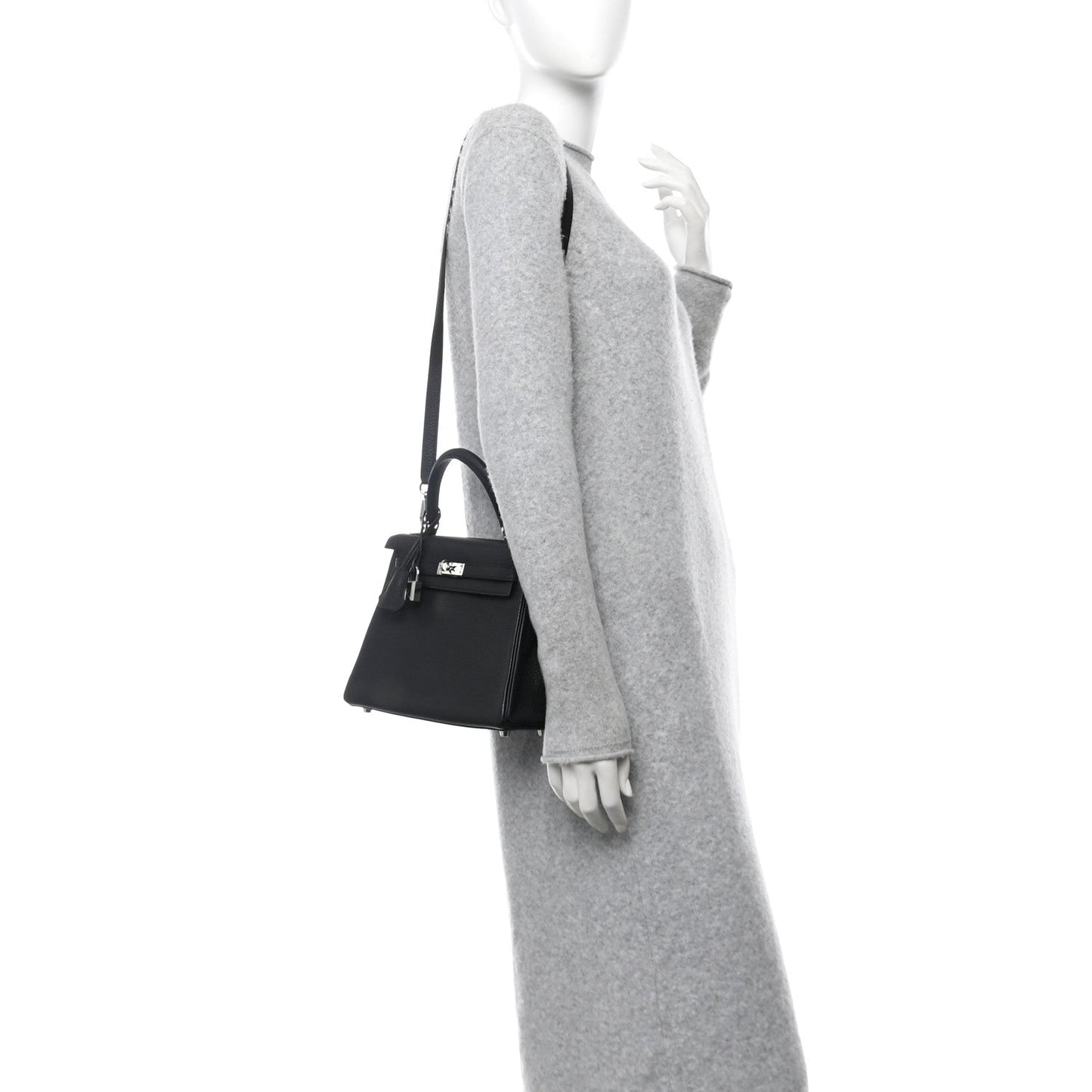 Hermes Togo Kelly Retourne Handbag Black Travel Bag 25 Black 1702449