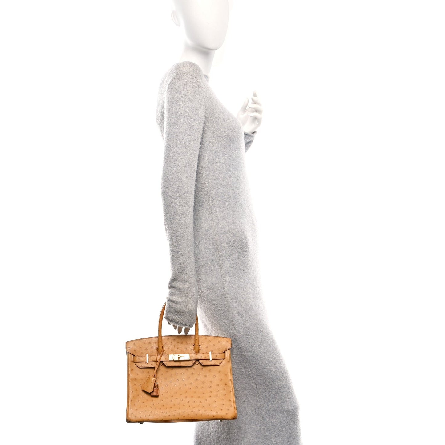 Hermes Ostrich Birkin Handbag Gold Travel Bag