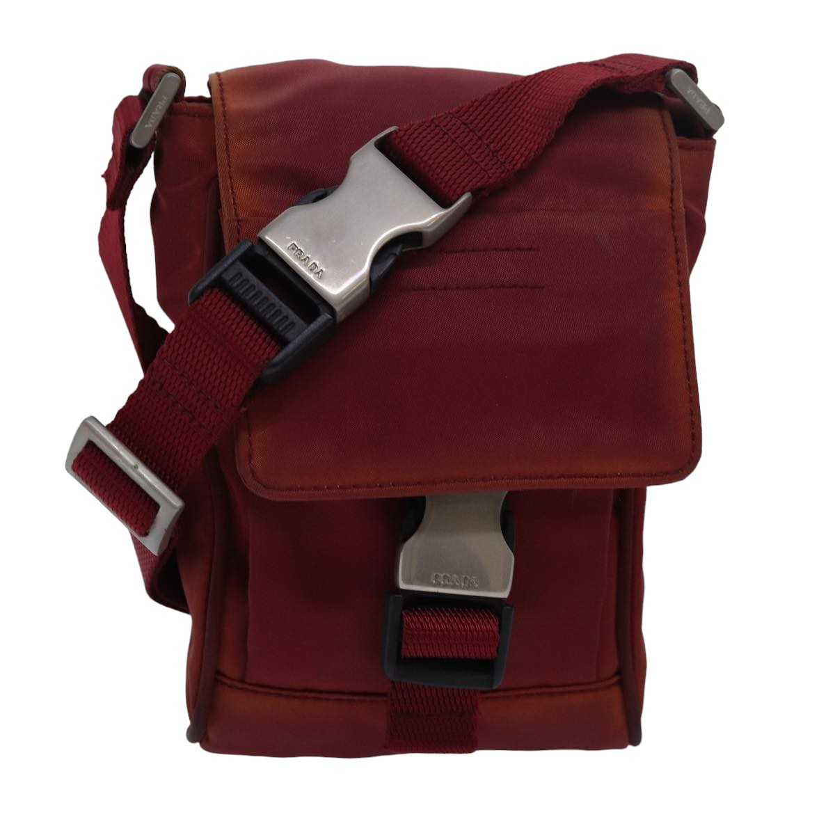 Prada Shoulder Bag Auth Nylon Red Red Auth 83166