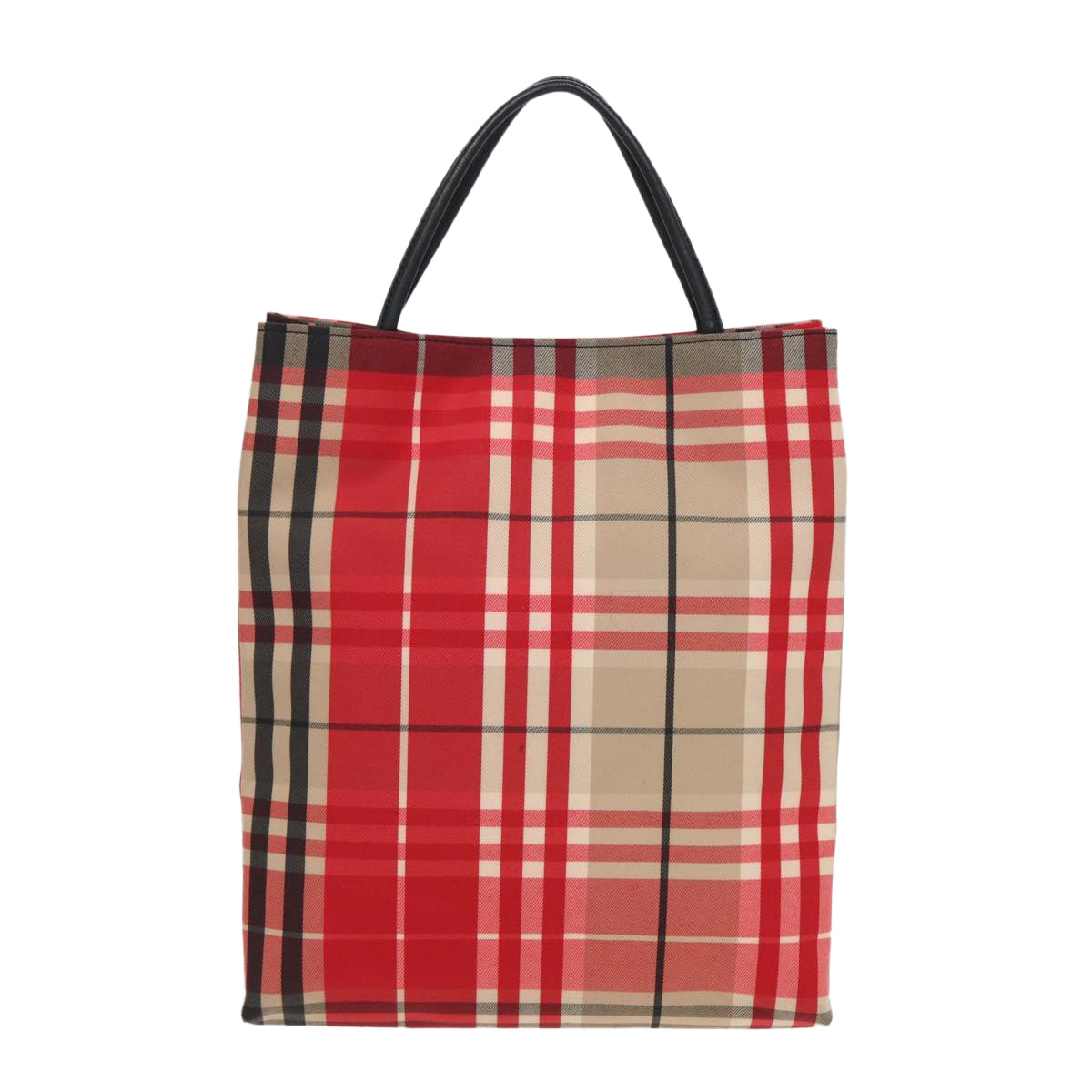 Burberry Luxury Nova Check Hand Bag Auth Canvas Red Travel Bag Red Auth 83204