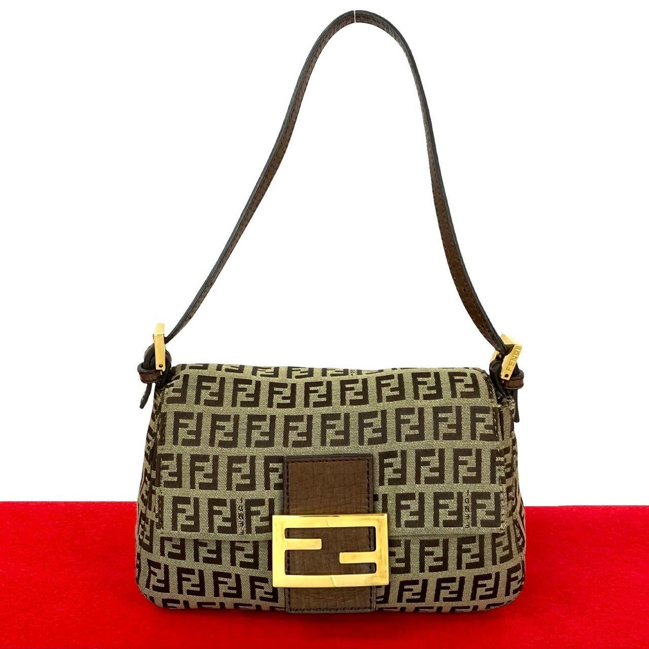 Fendi Shoulder Bag Mamma Canvas Brown Bucket