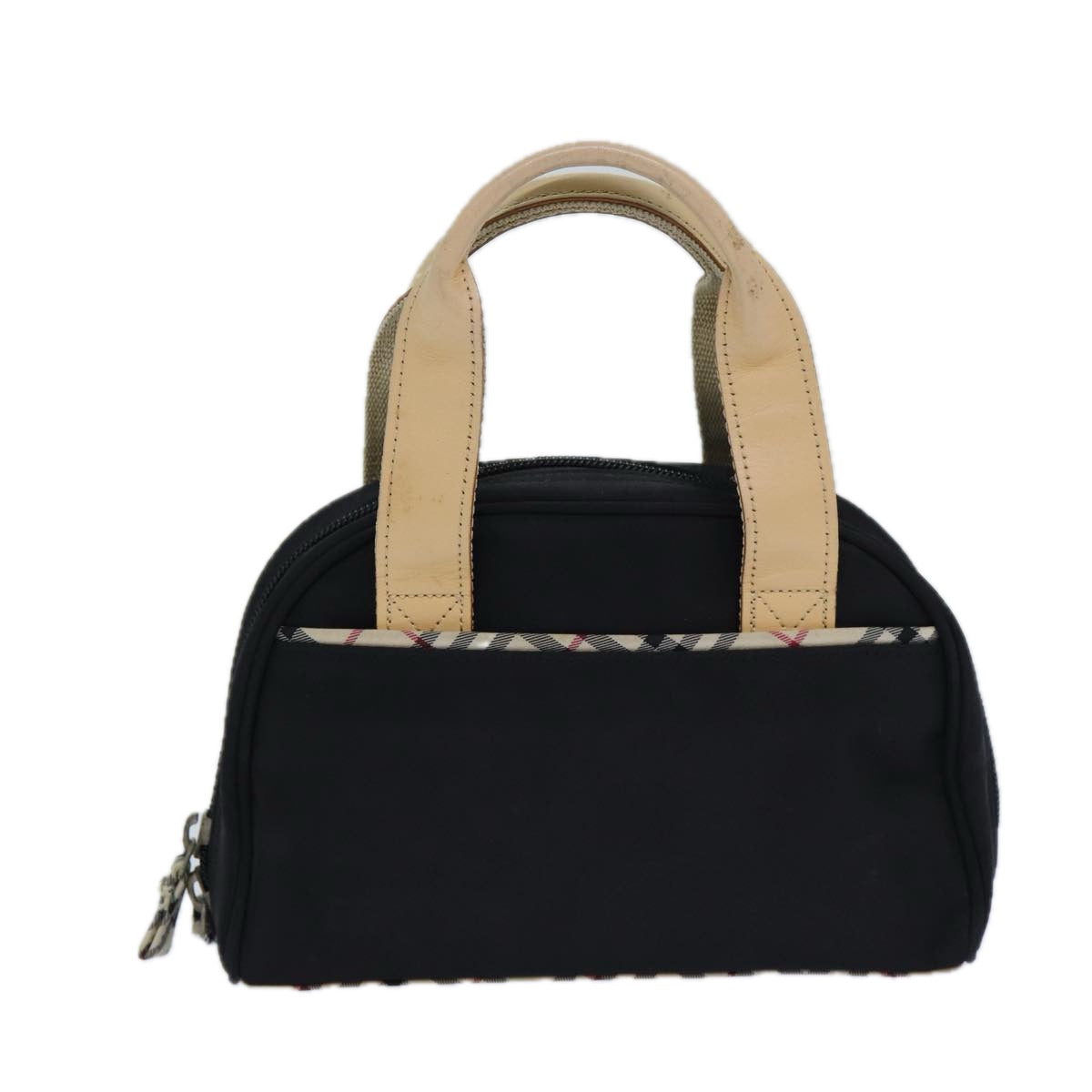 Burberry Luxury Nova Check Hand Bag Auth Nylon Black Travel Bag