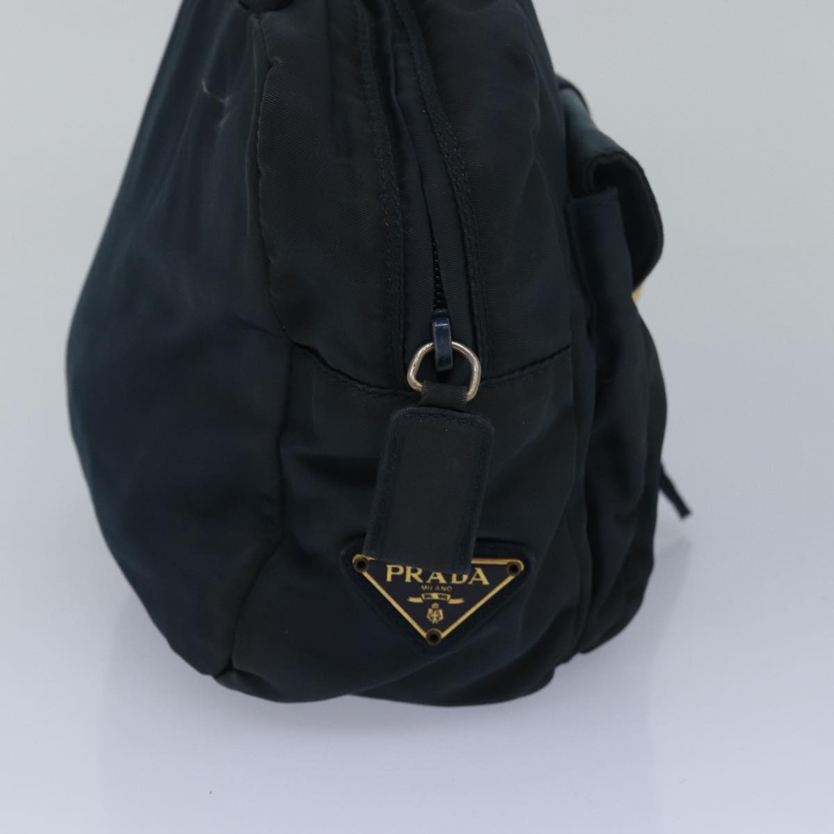 Prada Hand Bag Auth Nylon Navy Travel Bag Navy Auth 83396