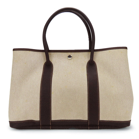Hermes Handbag Garden Party Pm Unisex Unisex Leather Canvas Beige Travel Bag