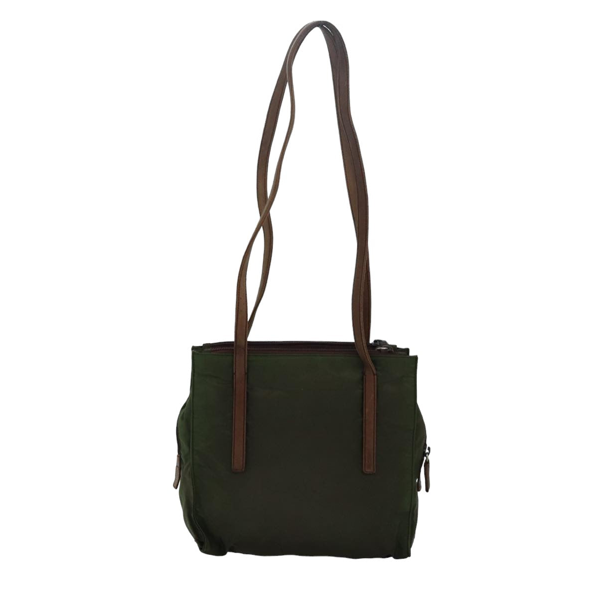 Prada Shoulder Bag Khaki Auth Leather Nylon