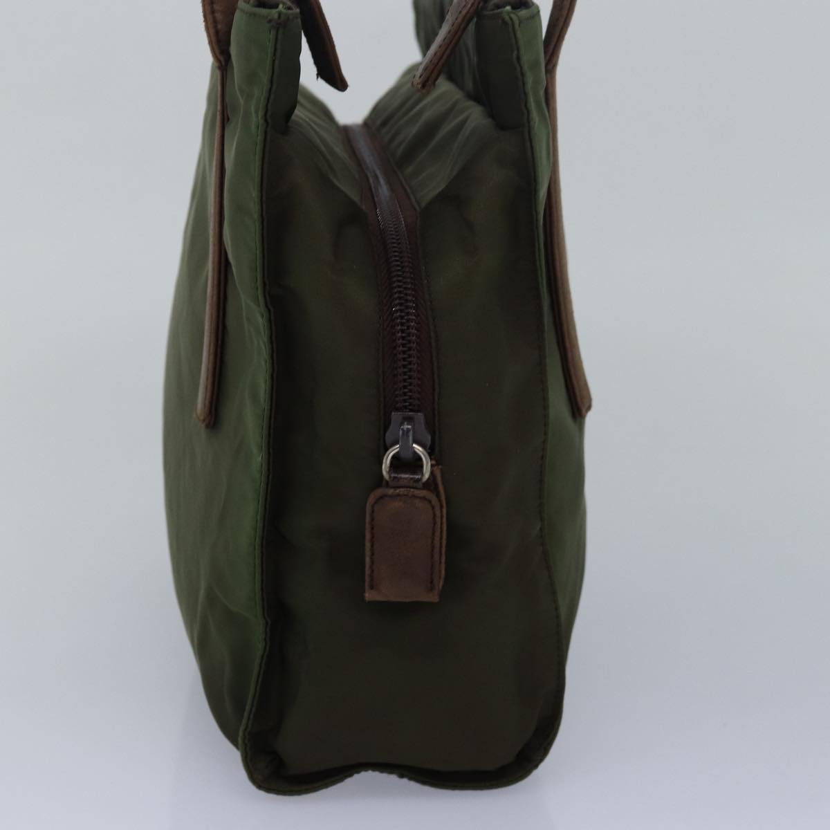 Prada Shoulder Bag Khaki Auth Leather Nylon