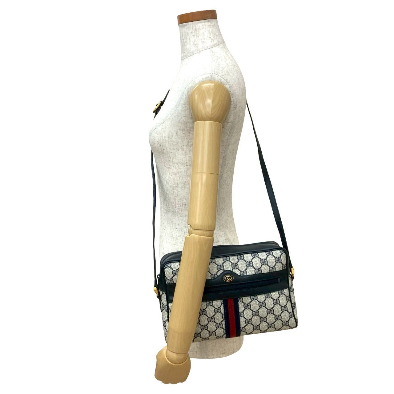 Gucci Sherry line Leather Navy Shoulder Bag 833D833