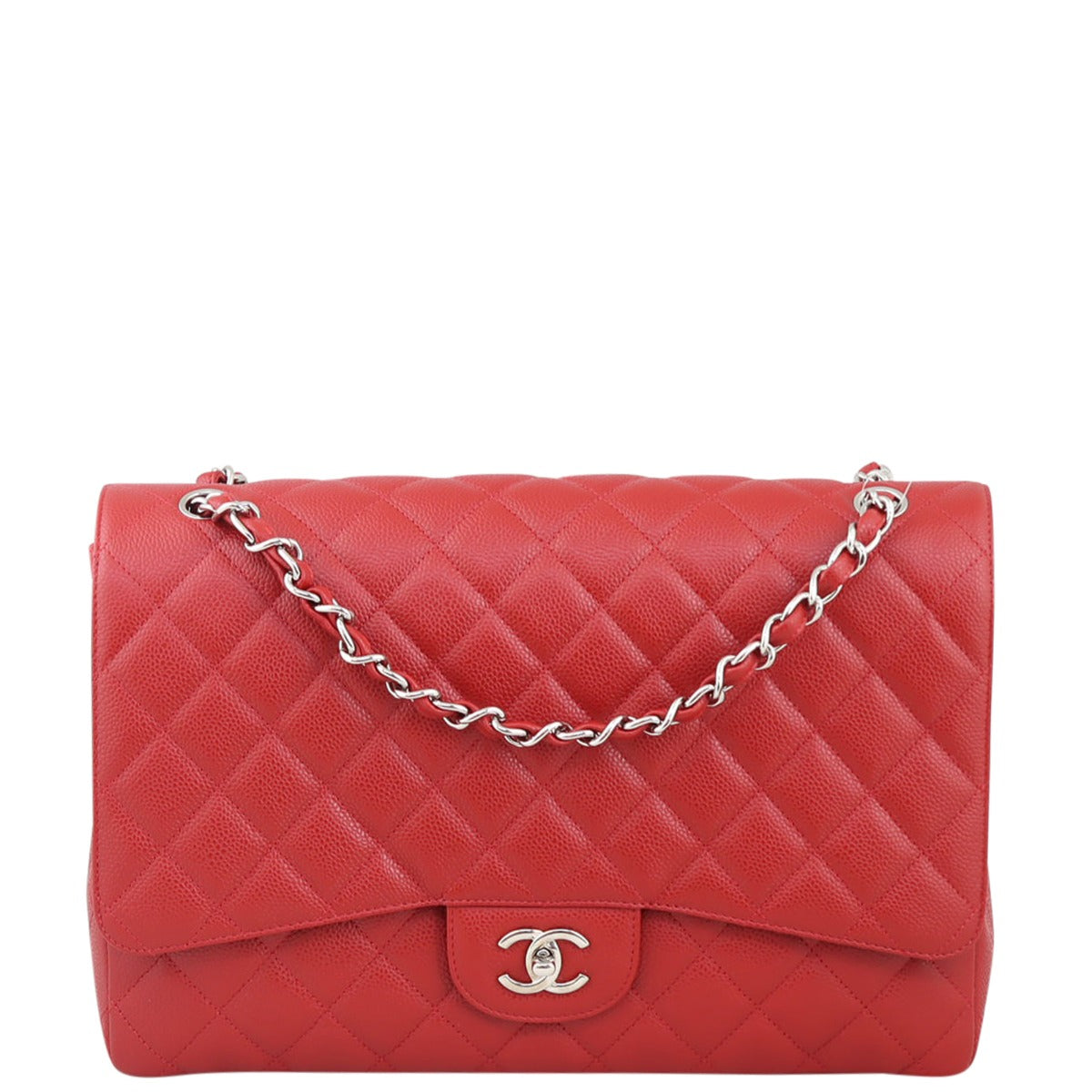 Chanel Classic Single Maxi ( ) Handbag Red Flap