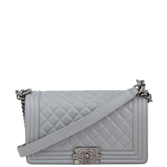Chanel Boy Old Grey Handbag Medium