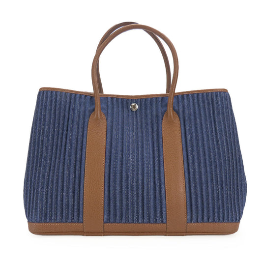 Hermes Tote Bag Garden Party Pm Unisex Unisex Leather Denim Navy