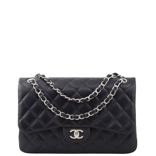 Chanel Classic Double Jumbo Diamond 14 Series Handbag Black Flap