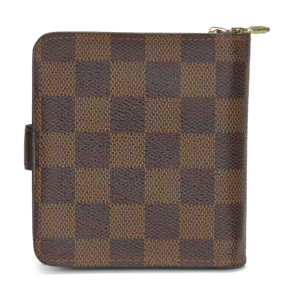 Louis Vuitton Bifold N61668 Damier Compact zip Brown Wallet Case