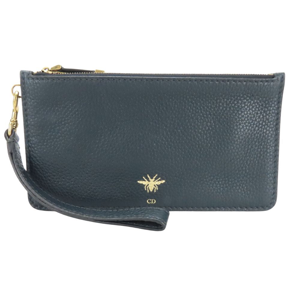 Dior Christian Pouch Navy Type Women Handbag Leather Travel Bag