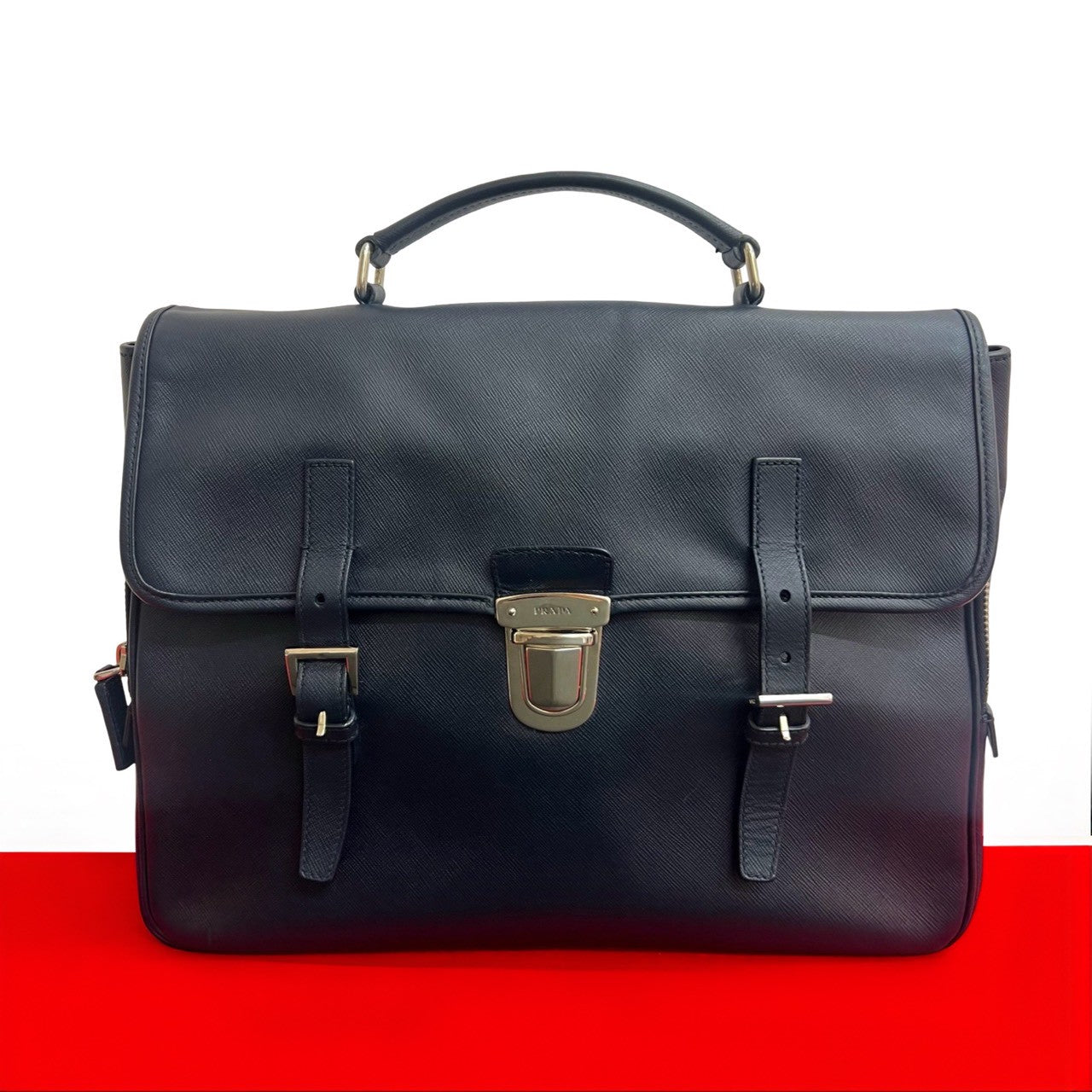 Navy Leather Travel Bag