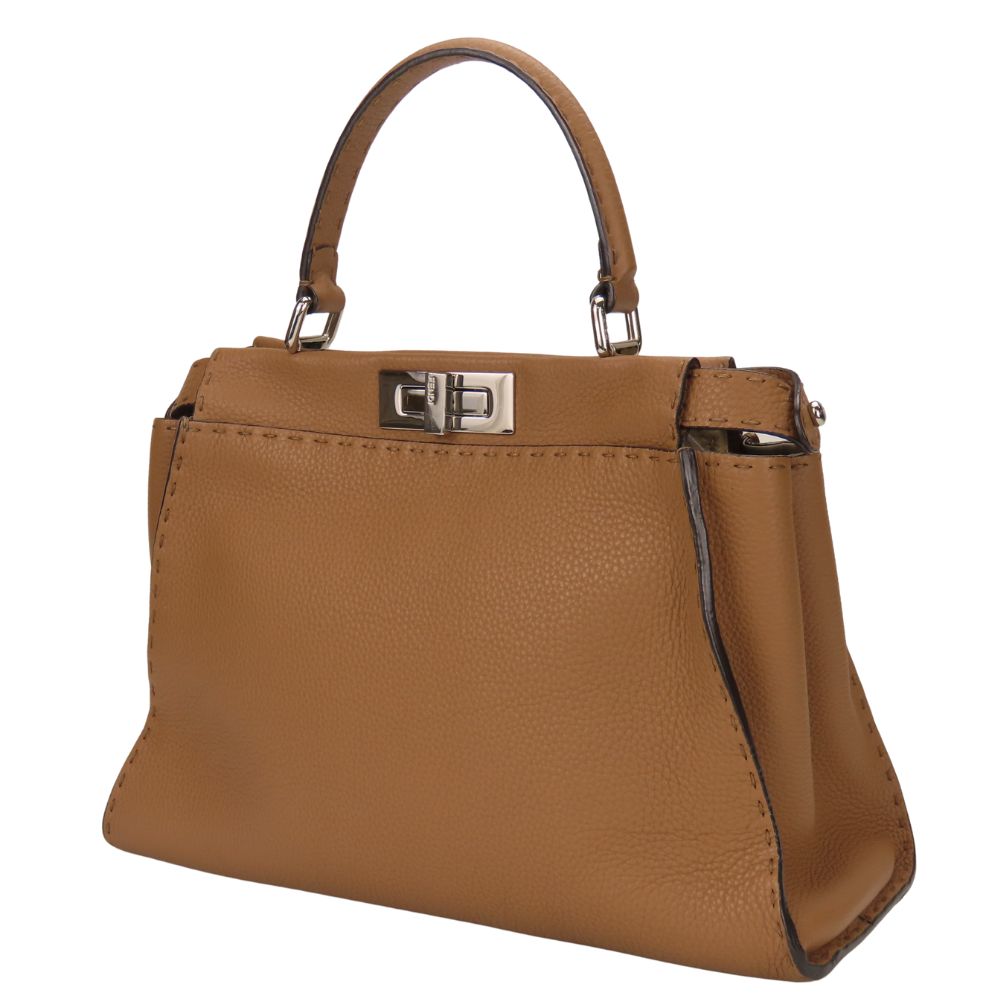 Fendi Handbag 8Bn290 Celeria Peekaboo Women Leather Brown Travel Bag