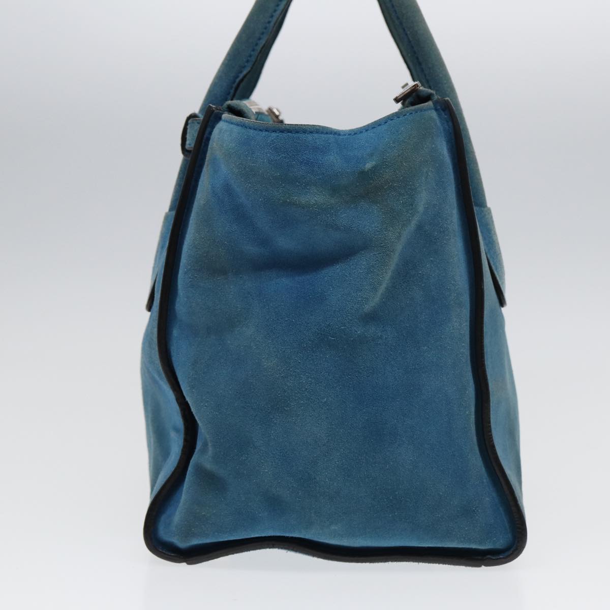 Prada Hand Bag 2Way Auth Suede Blue Travel Bag