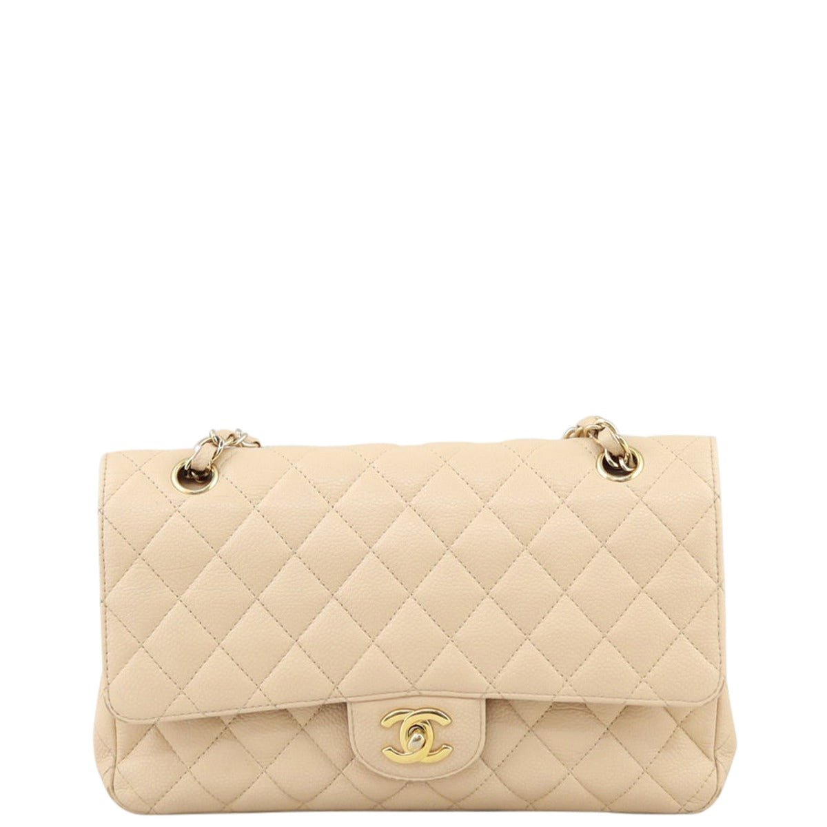 Chanel Classic Double 13 Series Handbag Beige Medium Medium 190221