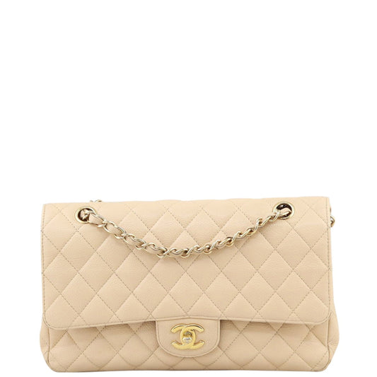 Chanel Classic Double 13 Series Handbag Beige Medium Medium 190221