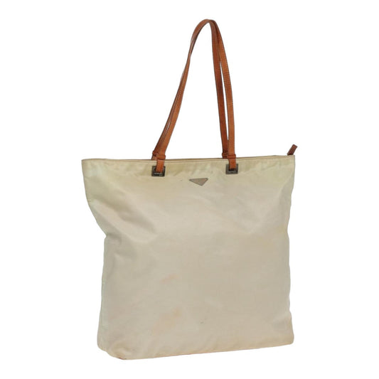 Prada Tote Bag Auth Nylon White White Auth 83952