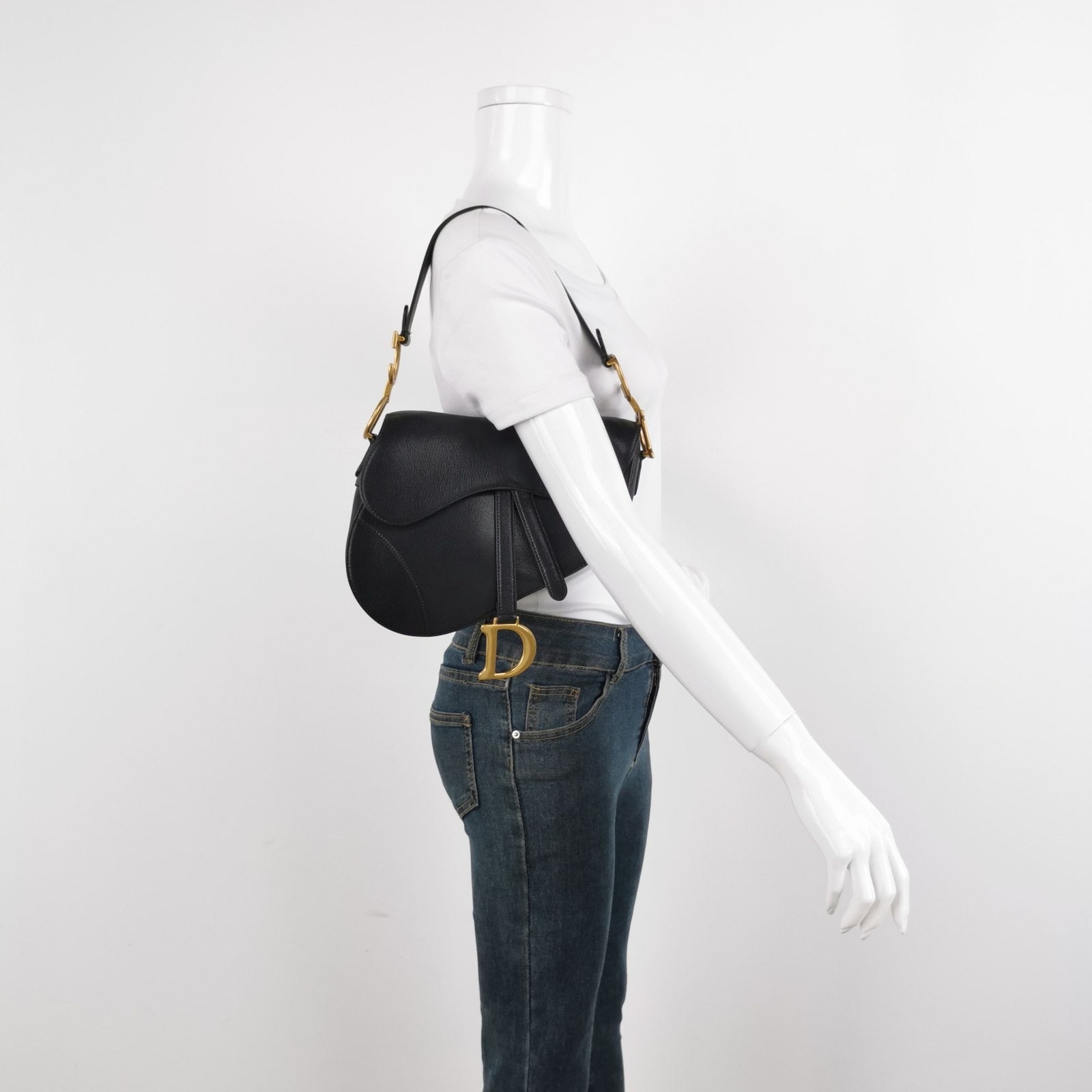 Dior Saddle Lambskin Bag Leather Black Travel Bag