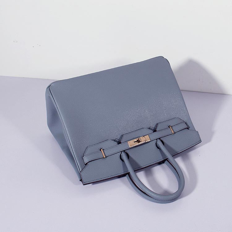 Hermes Luxury Cm Birkin Bag Epsom Lin Leather Blue Travel Bag